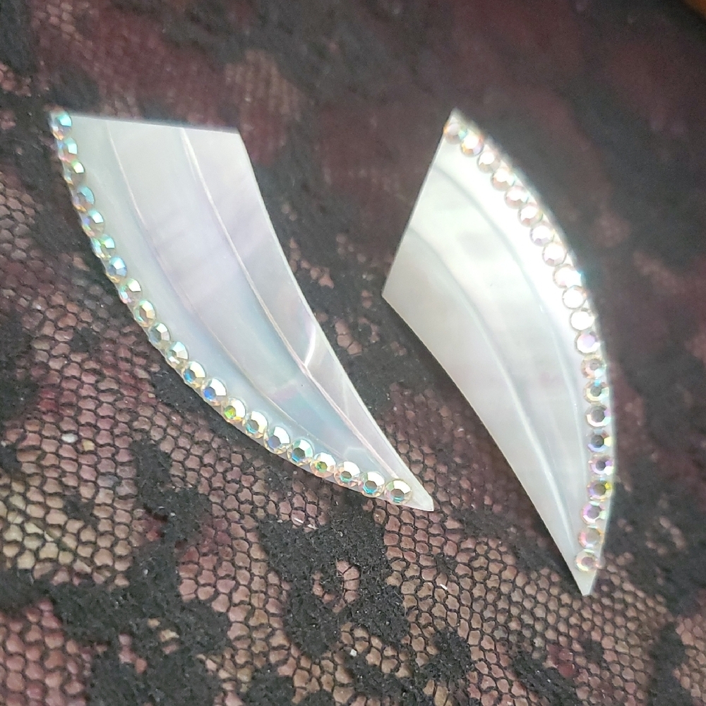 Elegant White Rhinestone Mother Of Pearl Women's Earrings DD